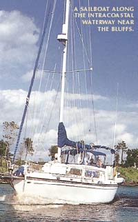 A sailboat along the intercoastal waterway near The Bluffs in Myrtle Beach, SC