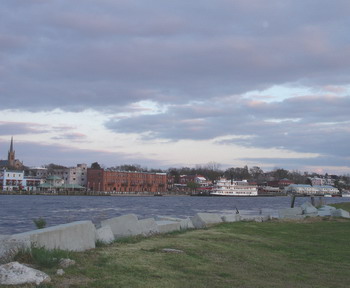 A Wilmington, North Carolina townscape with a river view